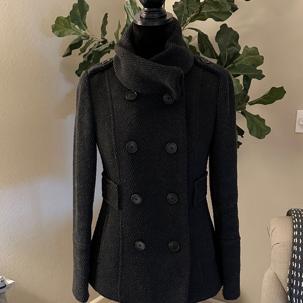 LOFT Charcoal Double-Breasted Pea Coat